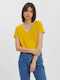 Vero Moda Damen T-shirt mit V-Ausschnitt Radiant Yellow