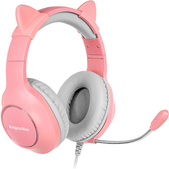 Kruger & Matz Kids Over Ear Gaming Headset με σύνδεση 2x3.5mm / USB Ροζ