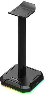 Redragon HA300 Scepter Pro Επιτραπέζια Βάση Ακουστικών με Φωτισμό LED και Θύρα USB Μαύρη