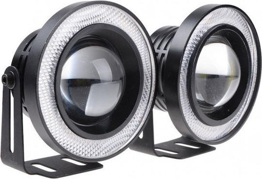 R500 Angel Eyes Rund Wasserdicht Nebelscheinwerfer Auto LED 12V 8.9cm 2Stück