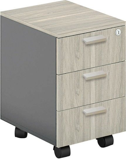 Progress Office Drawer 3 Wooden with Wheels and Lock Elm Grey 41x45x59cm EO836