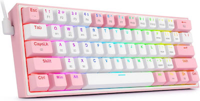 Redragon K616-RGB Fizz Pro Gaming Mechanical Keyboard 60% with Custom Red switches and RGB lighting (English US) Pink/White