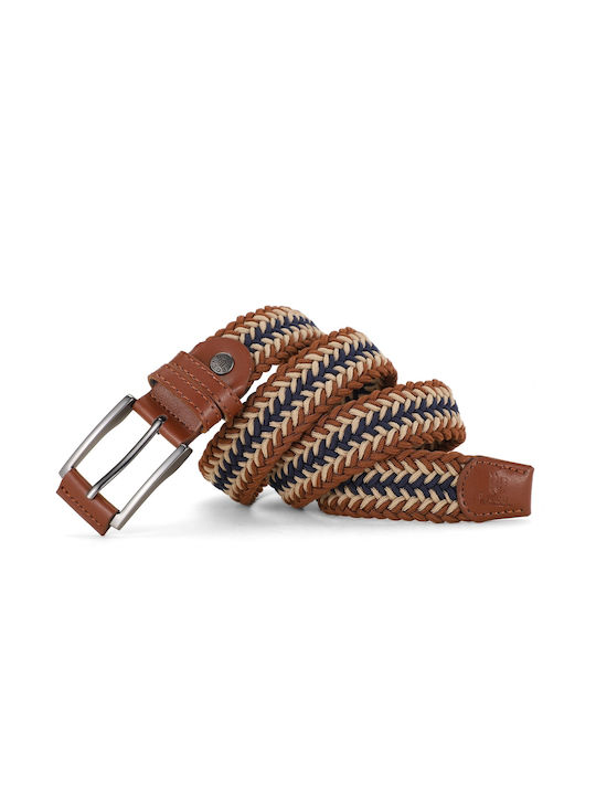 Elastic Multicolored Belt Camel Leather