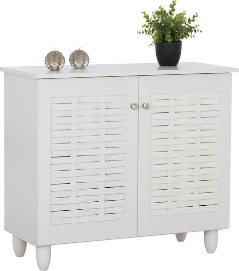 Cassiope Wooden Shoe Organizer with 3 Shelves White 77x34x67.5cm