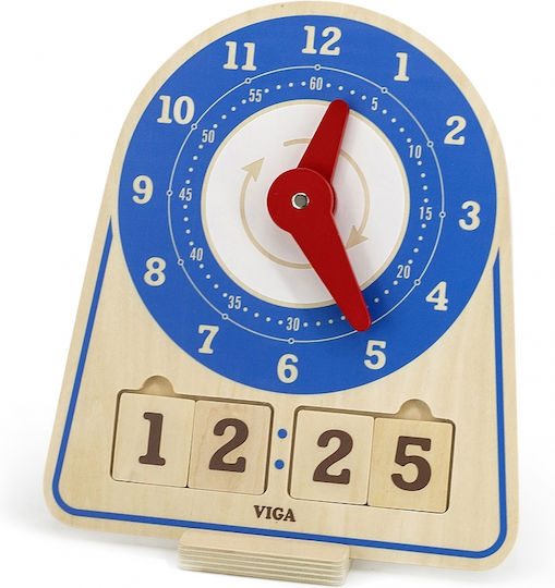 Viga Toys Ρολόι Εκπαιδευτικό Παιχνίδι Εκμάθησης Ώρας από Ξύλο για 3+ Ετών