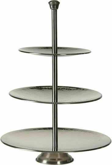JK Home Decoration Inox Εταζέρα 3 Ορόφων Ασημί Ø25xY26cm