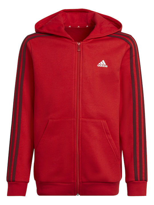 Adidas Αθλητική Παιδική Ζακέτα Φούτερ με Κουκούλα Κόκκινη
