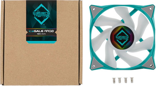 Iceberg Thermal IceGALE Case Fan 120mm (2200rpm / 94cfm) with ARGB Lighting and Connection 3-Pin / 4-Pin PWM Teal