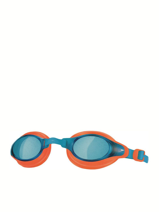 Speedo Mariner Superme 8-11318B971 Schwimmbrillen Kinder mit Antibeschlaglinsen Blau/Orange Bunt 8-11318-B971