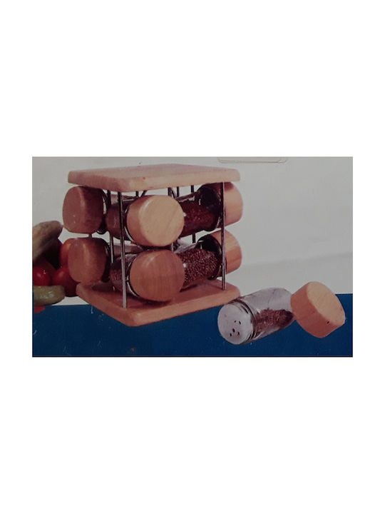 Karvounis Glass Tabletop Spice Rack with Stand Brown 6pcs