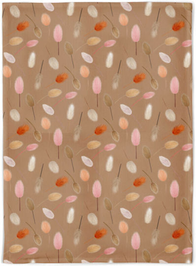 Chic Mic Getrocknete Blumen Küchentuch aus 100% Baumwolle in Brauner Farbe 50x70cm