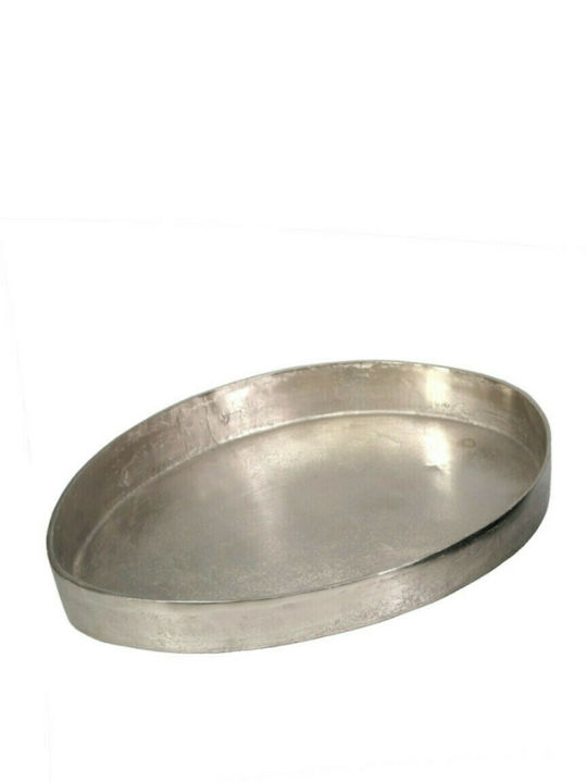 InTheBox Aluminum Oval Decorative Tray Glaz Ασημί 47.5x29.5x6cm