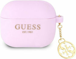 Guess Charm Θήκη Σιλικόνης σε Μωβ χρώμα για Apple AirPods 3