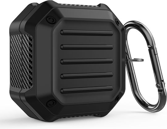 Sonique Carbon Fiber Θήκη Σιλικόνης με Γάντζο σε Μαύρο χρώμα για Galaxy Buds 2 Pro / 2 / Live / Pro