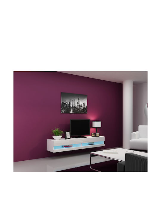 Έπιπλο TV din lemn Vigo New cu Iluminare LED White / White Gloss M180xΠ30xΥ40cm