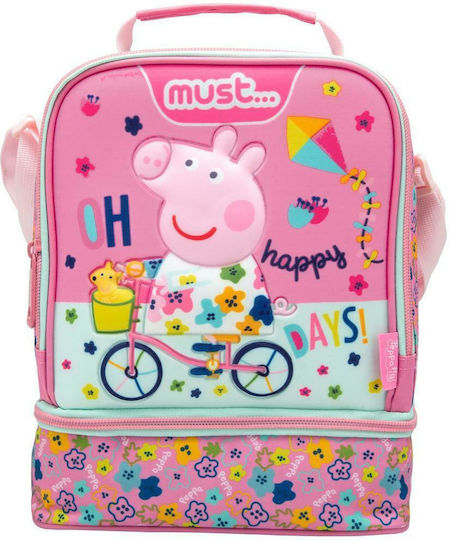 Diakakis School Insulated Shoulder Lunch Bag 7lt Pink Peppa Pig 20 x 12 x 24cm Various Designs/Colours