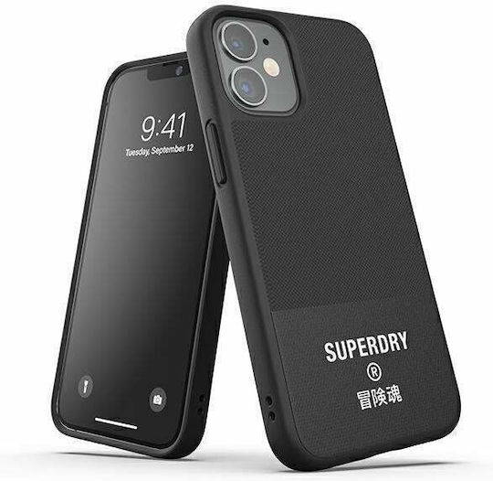 Superdry Molded Canvas Umschlag Rückseite Silikon / Stoff Schwarz (iPhone 12 mini)