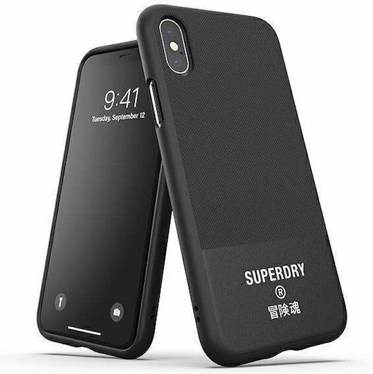 Superdry Molded Canvas Back Cover Silicone Fabric Black for iPhone X / XS