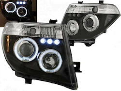 Front Lights Angel Eyes Led for Nissan Navara D40 Black 2005-2010 2pcs