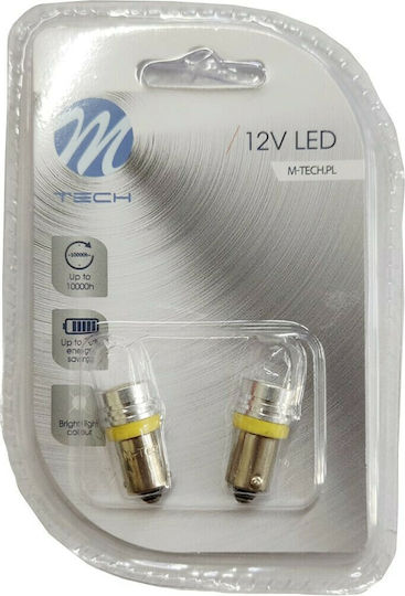 M-Tech Lamps Car BA9S / T4W LED Yellow 12V 1W 2pcs