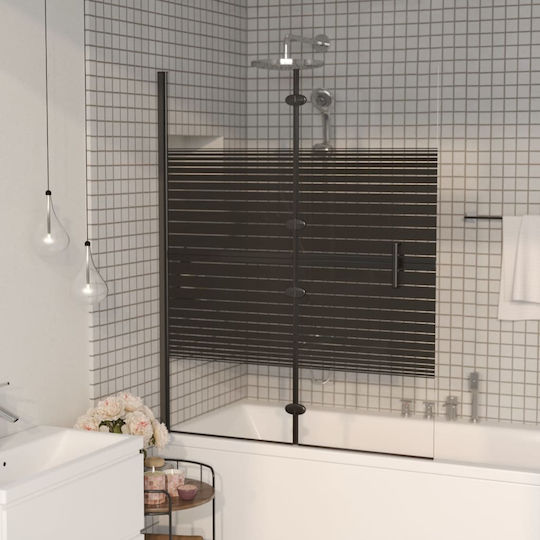 vidaXL Duschwand Badewanne mit Zusammenklappbar Tür 120x140cm Schwarz