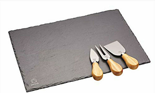 Kitchen Craft Πλατώ Σερβιρίσματος Τυριών από Πέτρα με Μαχαίρια & Πιρούνι Τυριού 32x25εκ. 4τμχ