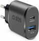 SBS Încărcător Fără Cablu cu Port USB-A și Port USB-C 15W Livrarea energiei Negruς (TETRAVUSBTC2AFAST)