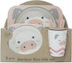 Fiko Feeding Set Piglet made of Bamboo Pink 5pcs