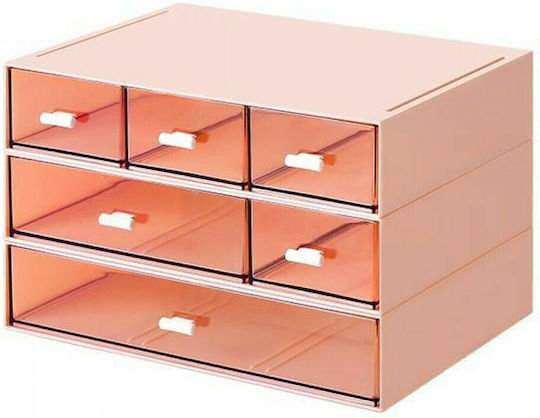 Comix Kosmetikorganisator Mit 6 Schubladen Rosa 22,9x16,7x15cm