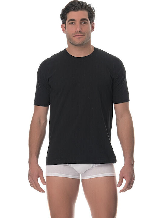 Lido Underwear Men's Undershirt Short-sleeved in Black Color