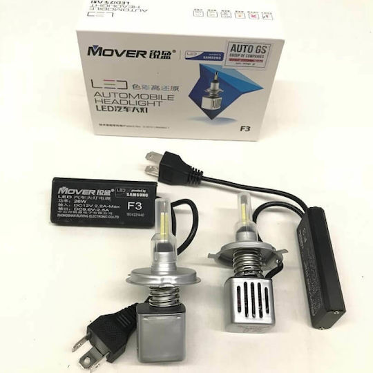 Mover Samsung Λάμπες Αυτοκινήτου F3 H4 LED 6500K Ψυχρό Λευκό 12V 26W 2τμχ