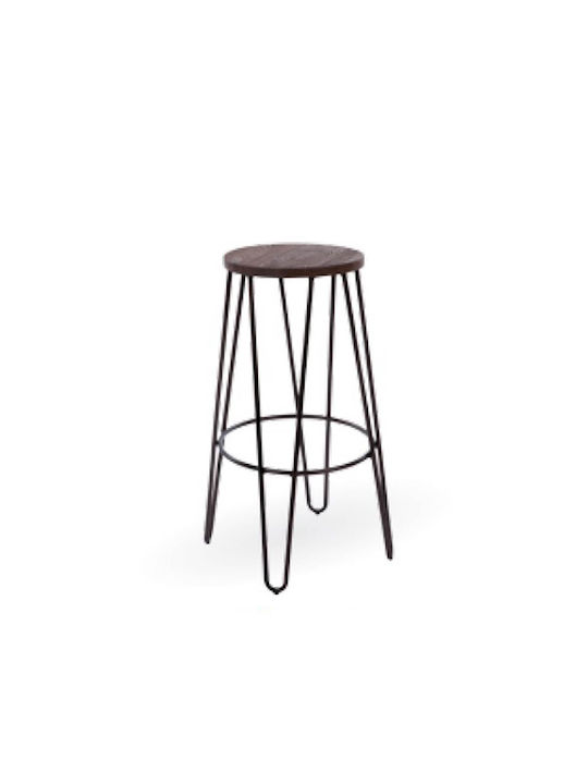 Σκαμπό Μπαρ Μεταλλικό Rusty Μαύρο - Καφέ 33x33x66εκ.