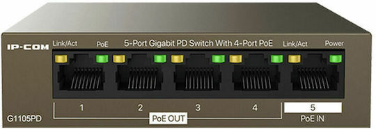 IP-COM G1105PD Unverwaltet L2 PoE+ Switch mit 5 Ports Gigabit (1Gbps) Ethernet