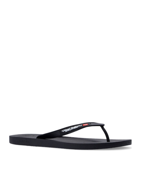 ★韓国の人気★【DIESEL】★SA-KAUAY NL FLIP FLOP★ Black Sa-Kauay Nl-Flip flops with logo straps