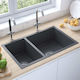 vidaXL Ένθετος Νεροχύτης Δεξιός Inox Μ71.5xΠ44cm Μαύρος