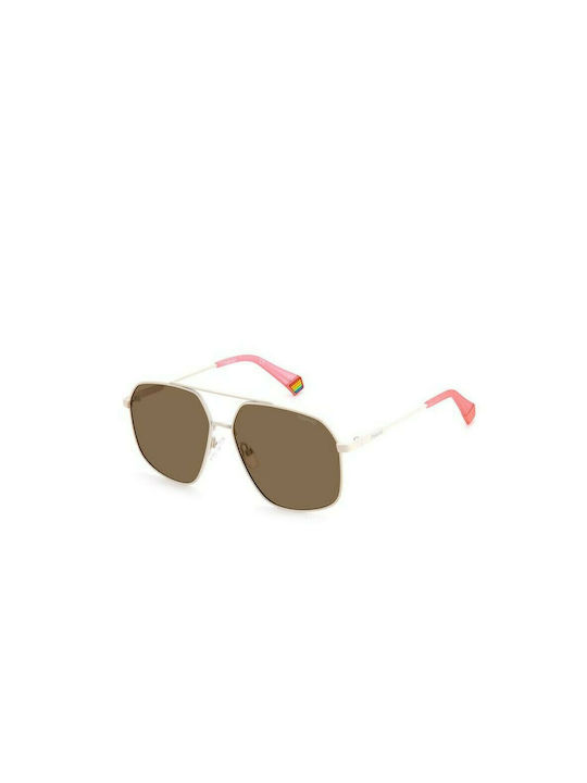 Polaroid Sonnenbrillen mit Beige Rahmen und Bra...
