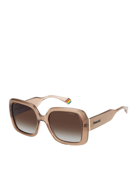 Polaroid Women's Sunglasses with Beige Plastic Frame and Brown Gradient Polarized Lens PLD6168/S 10A/LA