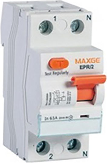 Maxge EPR-2 Ρελέ Ράγας Διαρροής 63A Διπολικό