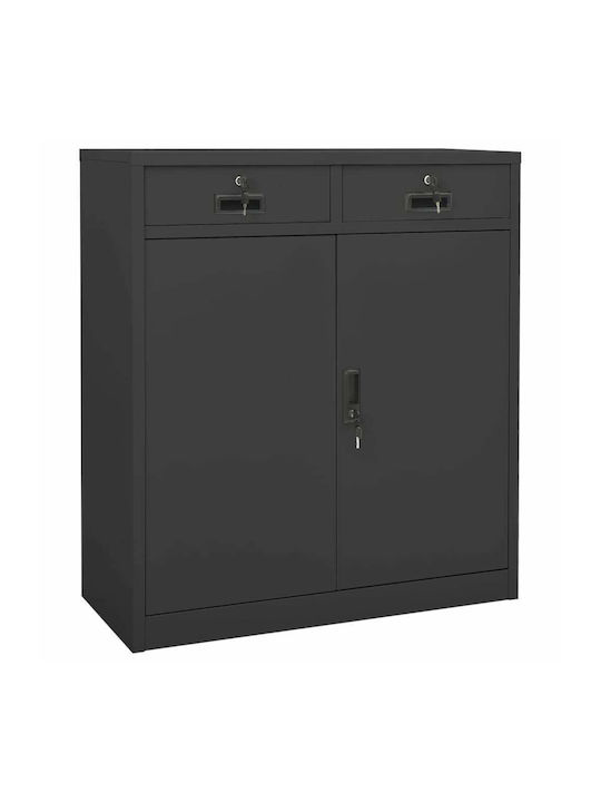 Метален Офисен Шкаф С Ключалка Антрацит 90x40x1...