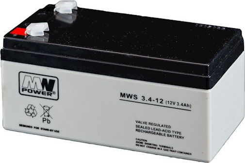 MW Power MWS 3.4-12 Μπαταρία UPS με Χωρητικότητα 3.4Ah και Τάση 12V 1τμχ