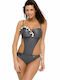 Evelyn Strapless Swimsuit with Openings Titanium