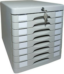 GK Plastic Desktop Drawer 8 Number of Spit With Lock 36x28x28.5cm Gray 3778G