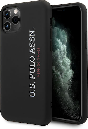 U.S. Polo Assn. Vertical Logo Umschlag Rückseite Silikon Schwarz (iPhone 11 Pro Max)