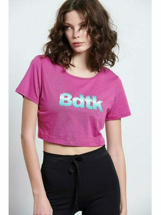 BodyTalk Women's Athletic Crop Top Short Sleeve Fuchsia