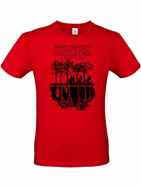 B&C Stranger Things - Upside Down T-shirt σε Κόκκινο χρώμα