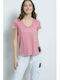 BodyTalk Damen Sportlich T-shirt mit V-Ausschnitt Rosa