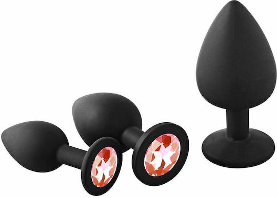 Dream Toys Fantasstic Jewel Πρωκτικές Σφήνες Σετ Μαύρο Κόκκινο 3τμχ