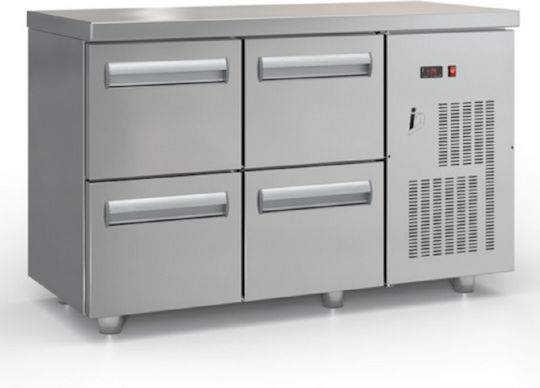 Inox Dobros Ανοξείδωτο Ψυγείο Πάγκος 236lt με 4 Συρτάρια και Ψυκτικό Μηχάνημα 0/+8°C Π135xΒ60xΥ87cm