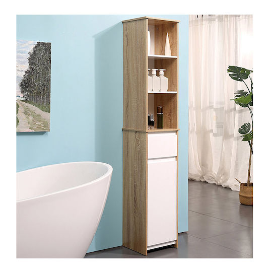 Kleankin 834-318 Badezimmersäule Boden H32.6xB30xH171.2cm Braun