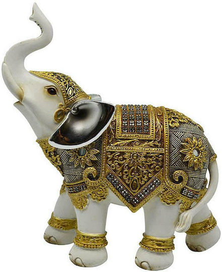 Ankor Decorativ Elefant din Polirășină în Gold/ White 17x7x19cm 1buc